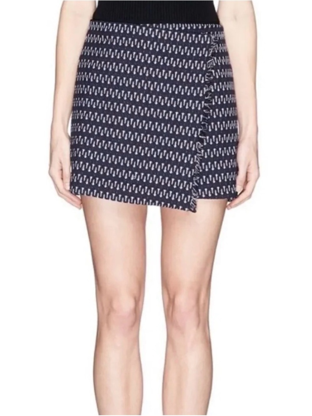 Elizabeth and James Daniella Needle Stack Wrap Front Flax Blend Mini Skirt, 2